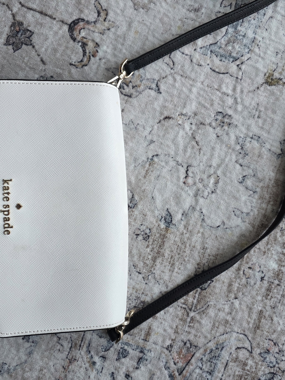kate spade White Crossbody with Black Strap